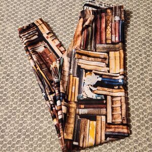 Book Leggings Brave New World Stack of Books Leggings Book Pattern XS